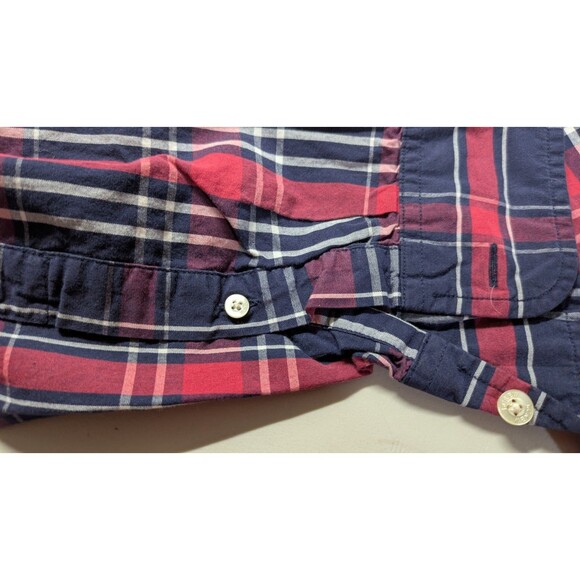 J CREW - Navy Blue & Red Plaid Button-up Oxford-Collar XS Shirt, Mens - Picture 5 of 6